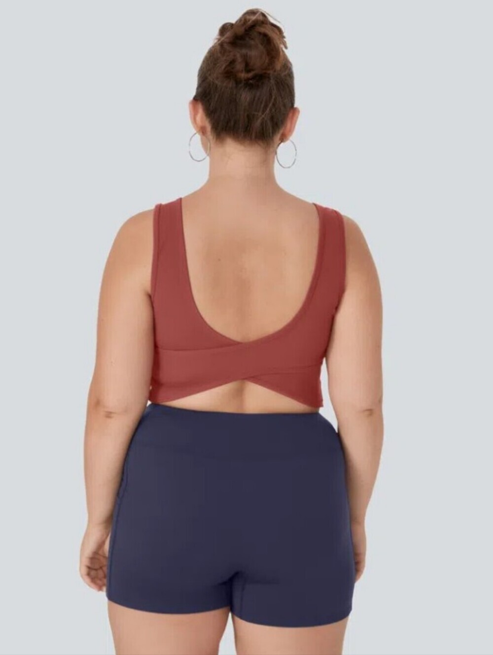 Halara U Neck Crossover Plus Size Barre Ballet Dance Tank Top In Marsala Size 1x